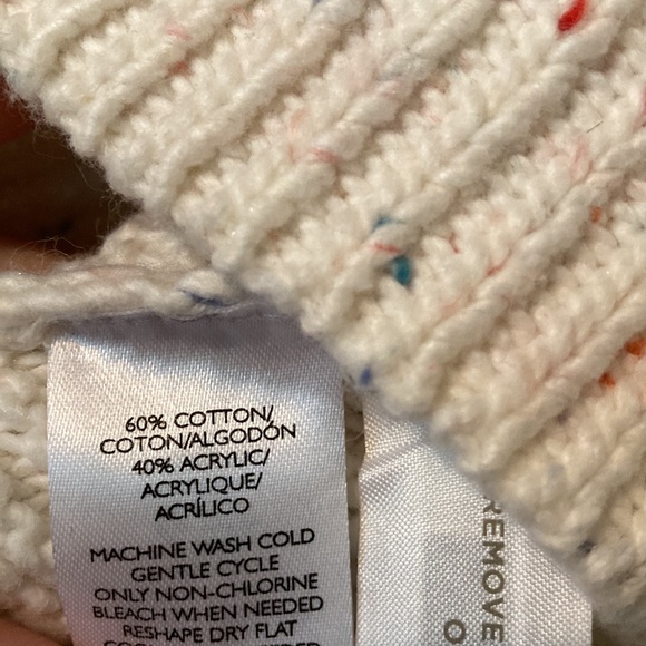 Lou & Grey White Multicolor Marled Knit Balloon Sleeve Oversized Sweater - Picture 8 of 8